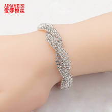 AINAMEI-Pulseras de cadena con diamantes de imitación para mujer, brazaletes de boda, joyería nupcial, accesorios para niñas 2024 - compra barato