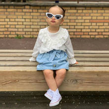 Fashion Toddler Kids Baby Girl Clothes Long Sleeve Ruffle T Shirt Tops+Denim Button Skirts Autumn 2PCS Outfit Set 2024 - buy cheap