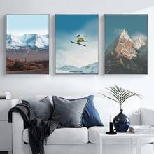 Esporte de esqui nórdico cartaz neve montanha paisagem spray pinturas para sala estar arte da parede lona fotos decoração casa moderna 2024 - compre barato