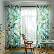 2020 Nordic Curtains for Living Room Bedroom Modern Cloth Curtain with Green Leaves Printed Drapes Door Curtain Customized 2024 - buy cheap