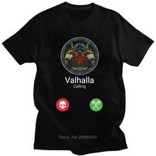 Engraçado valhalla está chamando camiseta masculina de algodão bonito o-pescoço mangas curtas viking odin t topos harajuku 2024 - compre barato
