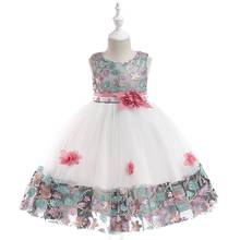Элегантное платье с цветочным рисунком; платье для От 3 до 8 лет девочек; свадебные платья принцессы для девочек; подарок на день рождения; 3 вида цветов 2024 - купить недорого