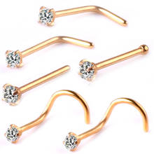 6PCs Nose Ring Piercing Charm Gold Black Stainless Steel CZ Crystal L Shape Nose Piercing  Body Piercing Stud Fake Piercing 2024 - buy cheap