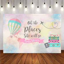 Travel adventure baby shower backdrop airplane postmark love backdrop children newborn baby shower Party photography backgrounds 2024 - buy cheap