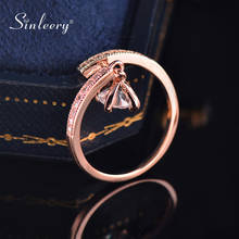 SINLEERY корейское модное кольцо Регулируемый размер кубический циркон кристалл кулон кольца на палец для женщин девушек обручальные кольца Jz421 SSB 2024 - купить недорого