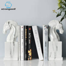 Strongwell Nordic Horse Statue Book Stand Retro Bookends Resin Craft Office Study Desktop Art Ornaments Home Decoration Gift 2024 - buy cheap