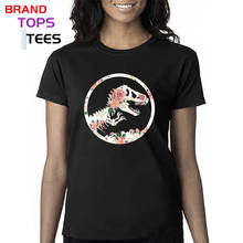 Camiseta do parque do dinossauro do design floral das mulheres do mundo jurássico engraçado camiseta do mundo t 2024 - compre barato