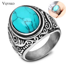 Wholesale Retro Jewelry Titanium Steel Inlaid Black Onyx Ring Gift Men Domineering Rings Party Jewellry Accessory Drop Shipping 2024 - buy cheap