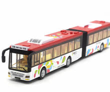 Quente 1:50 long double modelo liga ônibus, die-casting de som e luz puxar para trás modelo coleção presente das crianças, frete grátis 2024 - compre barato