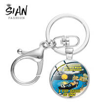 SIAN Military Anime Pattern Badge Men's Keychain Glass Surface  Zinc Alloy Metal Key Chain Birthday Gift For Boy Jewelry Keyring 2024 - buy cheap