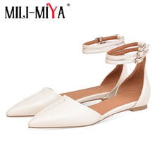 MILI-MIYA Ankle Wrap Women Genuine Leather Flats Pointed Toe Solid Color Buckle Strap Casual Street Summer Shoes Handmade 2024 - buy cheap