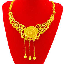 Collar de cadena de Color oro amarillo Retro para novia y mujer, joyería de compromiso de boda, flor delicada, perla, joyería fina, regalos 2021 2024 - compra barato