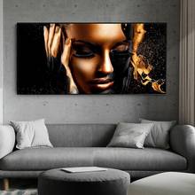 Preto ouro nu mulher pinturas a óleo sobre tela africano arte da parede cartazes e cópias escandinavo fotos de parede para sala estar 2024 - compre barato