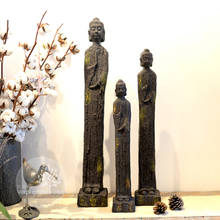 Estatua china de Buda Zen de imitación de madera, adornos Retro, decoración clásica para el hogar, decoraciones para porche y ventana 2024 - compra barato