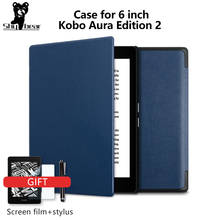 Para kobo aura edição 2 6 polegada ereader ebook couro do plutônio inteligente capa protetora suporte folio caso para kobo aura edição 2 n236 2024 - compre barato