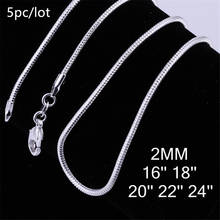 5pcs/lot Wholesale Silver Plated Necklace 925 Silver Fashion Jewelry Snake Chain 2mm Necklace 16 18 20 22 24 Inches 2024 - buy cheap