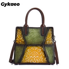 Gykaeo Luxury Handbags Women Bags Designer Retro Embossing Genuine Leather Bags Ladies Small Patchwork Floral Shoulder Bag Tote 2024 - buy cheap