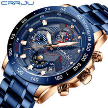 Crrju relógio de pulso masculino esportivo, relógio de quartzo à prova d'água para homens, de marca de luxo com cronógrafo 2024 - compre barato