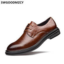 Zapatos de oficina formales para hombre, zapatos Oxford de vestir marrón, coiffee, de boda, de cocodrilo, de cuero, vestido Formal de noche 2024 - compra barato