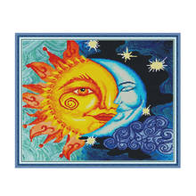 Sun and Moon cross stitch kit aida 14ct 11ct count print canvas cross stitches   needlework embroidery DIY handmade 2024 - buy cheap