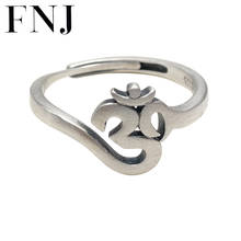 Anéis de buda fnj, prata 925, tamanho ajustável, abertura popular, s925, joias finas, sólidas 2024 - compre barato