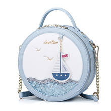 Women Bags Leather Patchwork Embroidery Handbags Shoulder Bags Messenger Bag Totes Braccialini Style Handmade Cartoon Sailboat 2024 - buy cheap