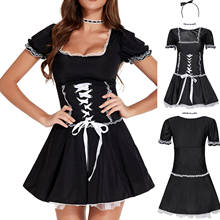 Women Maid Outfit Anime Long Dress Black and White Apron Dress Lolita Dresses Men Cafe Costume Cosplay Costume Горничная Mucama 2024 - buy cheap