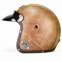 MOTORCYCLE VINTAGE LEATHER HELMET OPEN FACE CAFE RACER BOBBER FREE GOGGLES!!! 2024 - buy cheap