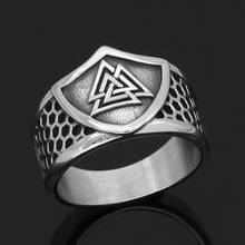 Скандинавский Викинг символ Одина valknut амулет кольцо из нержавеющей стали для мужчин с подарочной сумкой Valknut 2024 - купить недорого