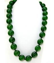 Exquisite Natural 12mm Green Jade Round Beads Gemstone Necklace 18" 2024 - buy cheap