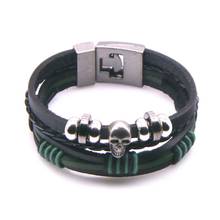 2020 New Vintage Skull Bracelets Bangles Hand Made High Quality Leather Bracelet Skeleton Charm Bracelet Men Jewelry Gift 2024 - buy cheap