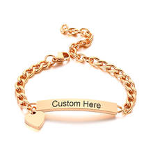 Pulsera de bebé personalizada con nombre, brazalete de acero inoxidable en oro rosa, joyería de seguridad 2024 - compra barato