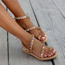 2020 New Summer Sandals Women Flat Rhinestone Thong Woman Pu Leather Slip On Female Beach Shoes Ladies Fashion Footwear 229 2024 - buy cheap