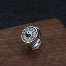 Anel de prata 925, joia yin e yang aberto, estilo chinês, anel de prata esterlina do zodíaco para homens, acessório de festa da sorte, presente 2024 - compre barato