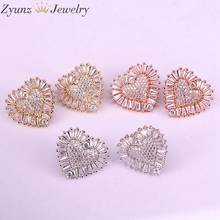10 Pairs, Top Quality Jewelry Gold / Rose Gold/ Silver Color Heart Studs With Clear CZ Earrings For Women Girls 2024 - buy cheap
