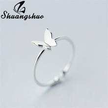 Shuangshuo 100% 925 S Sterling Silver Ring Simple Creative Butterfly Cocktail Rings Sizable Open Ring for Women Wedding Jewelry 2024 - buy cheap