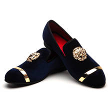 MEIJIANA Fashion New Arrival British Loafers Male Blue Velvet Embossed Printing Men Slip-On Shoes Loafers Metal Buckle Man Shoes 2024 - buy cheap
