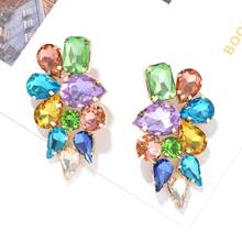 Dvacaman Luxury Crystal Flower Statement Drop Earrings Colorful Glass Women Fashion Shiny Rhinestone Earrings Jewelry Wedding 2024 - buy cheap