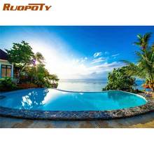 RUOPOTY Swimming Pool Blue Sky Landscape Painting By Numbers Adults Paints Kits Framed Oil Unique Diy Gift Coloring Canvas Wall 2024 - buy cheap