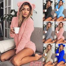 Winter Warm Pajama Kigurumi Cosplay Costume Women girls Long Sleeve Solid Color Jumpsuits Adults Hooded Rabbit Ear sexy Outfits 2024 - buy cheap