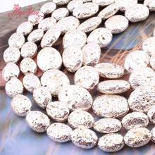 10x14,15x20mm Oval Silver Plated Rock Lava Natural Stone Beads For Jewelry Making DIY Necklace Bracelats Loose 15" Free Shipping 2024 - buy cheap