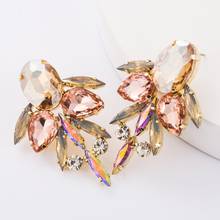 Luxury Full Glass Crystal Earrings For Women Statement Long ZA Earrings Jewelry Female Leaf Design Earrings 2024 - buy cheap