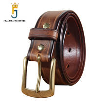 FAJARINA Top Quality 100% Solid Cowskin Belt Men‘s Retro Cowhide Leather Brass Pin Buckle Metal Belts Men 3.8cm Width N17FJ912 2024 - buy cheap