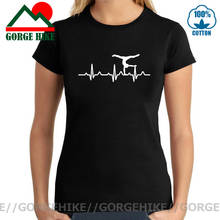 Camiseta feminina com batimentos cardíacos e engraçada, camiseta de balé, dançarino, fitness, slim 2024 - compre barato