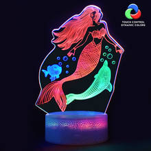Children's 3D Mermaid Night Light USB Rechargeable RGB Lamp Bedroom Bedside Table Lamp Led Lighting Room Decoration Accessories 2024 - buy cheap