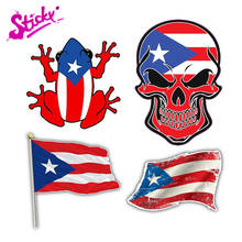 Pegatina de vinilo con diseño de calavera de Puerto Rico, Pegatina autoadhesiva con diseño de bandera de Puerto Rico 2024 - compra barato