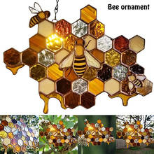 Abelha ornamento abelha ornamentos decoração de casa decoração do jardim pingente abelha festival ornamento de vidro manchado favo de mel pendurado decoração 2024 - compre barato