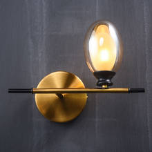antique bronze gold wall lamps with glass shade oval design post modern nordic wall sconce interior hallway corridor wall lights 2024 - buy cheap