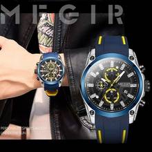 MEGIR 2144 Men's Fashion Business Quartz Chronograph Watch Luxury Waterproof Alloy Case Sports Silicone Band Male Wristwatches 2024 - buy cheap