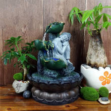 Feito à mão sentado dormindo estátua de buda água corrente fonte led zen sala feng shui waterscape ornamentos casa artesanato 2024 - compre barato